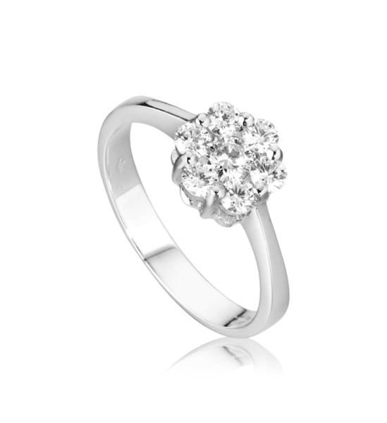 Anello Modello Toppa da Donna in Oro 18 Carati con Diamanti