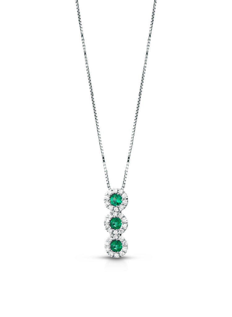 Collana in Oro 18 Carati con Diamanti e Smeraldi.