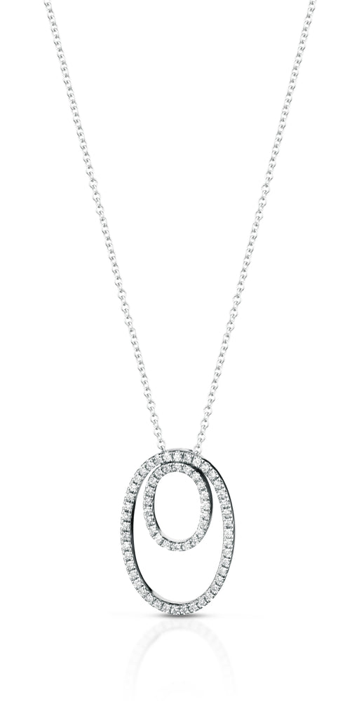 Collana in Oro Bianco 18 Carati Modello Fantasia con Diamanti.