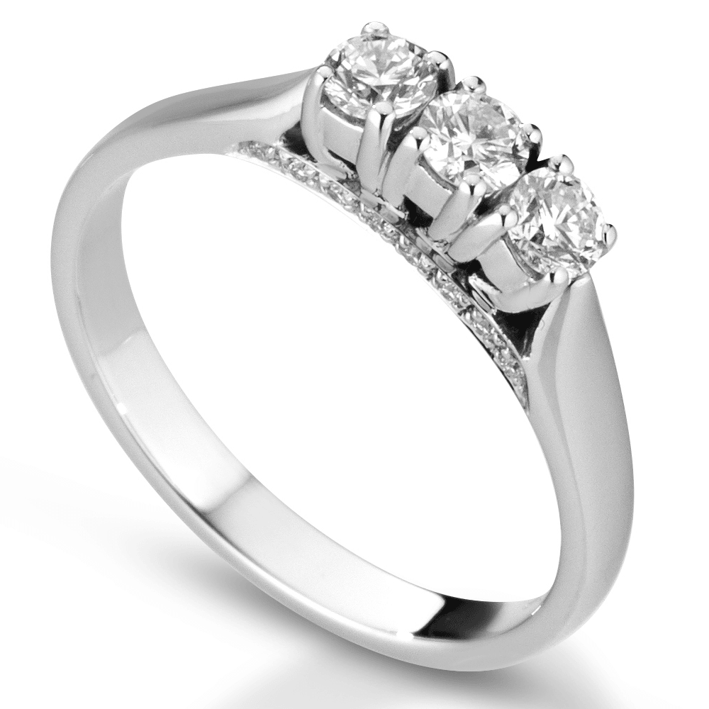Anello Donna Modello Trilogy in Oro 18 Carati con Diamanti.
