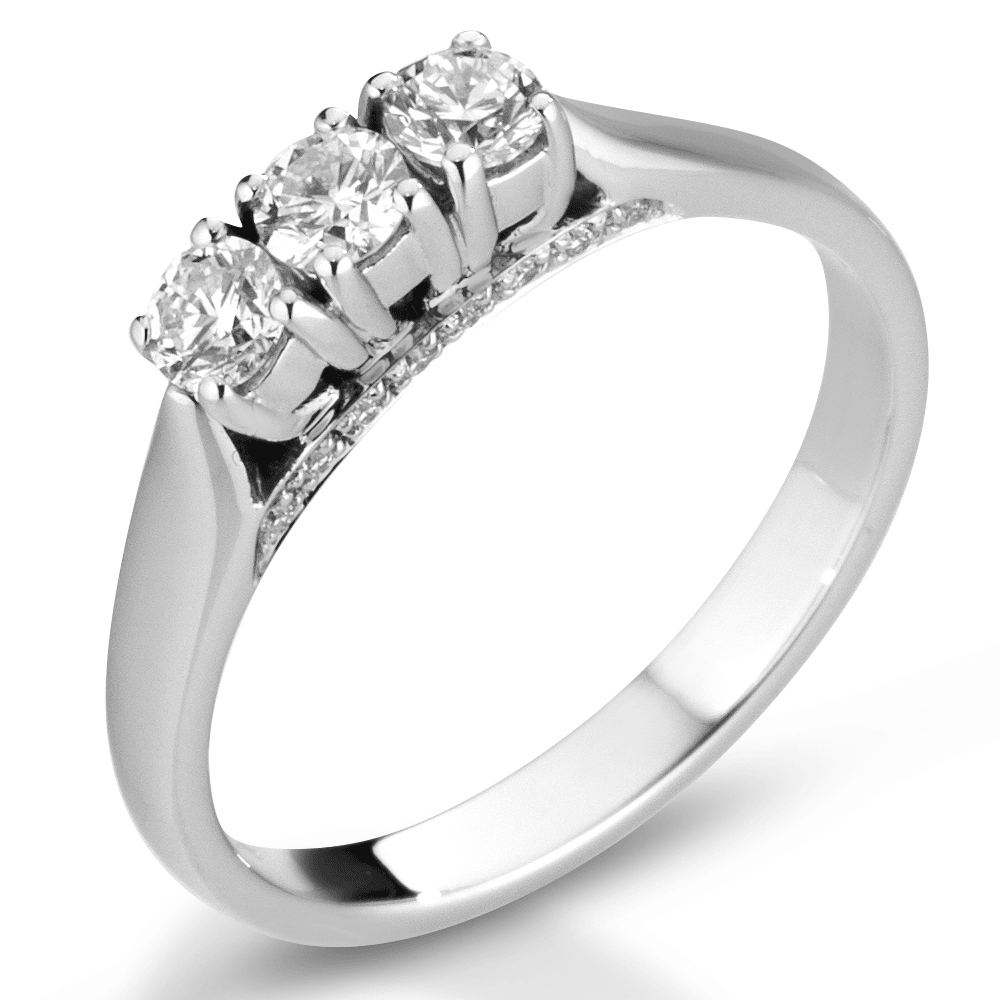 Anello Donna Modello Trilogy in Oro 18 Carati con Diamanti.