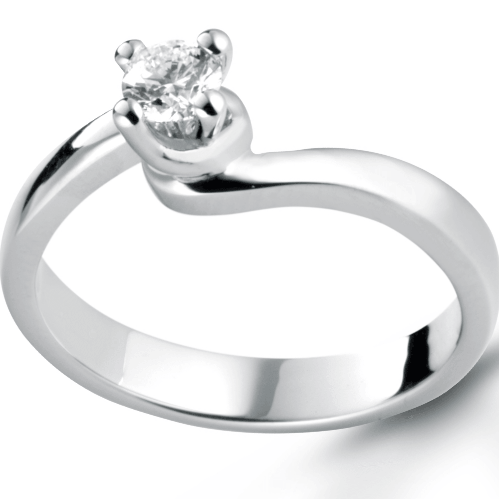 Anello Valentino Solitario Donna in Oro 18 Carati con Diamante.