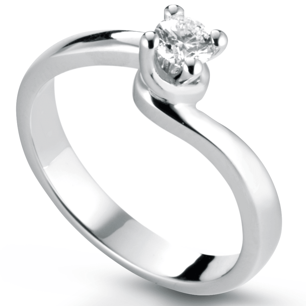 Anello Valentino Solitario Donna in Oro 18 Carati con Diamante.