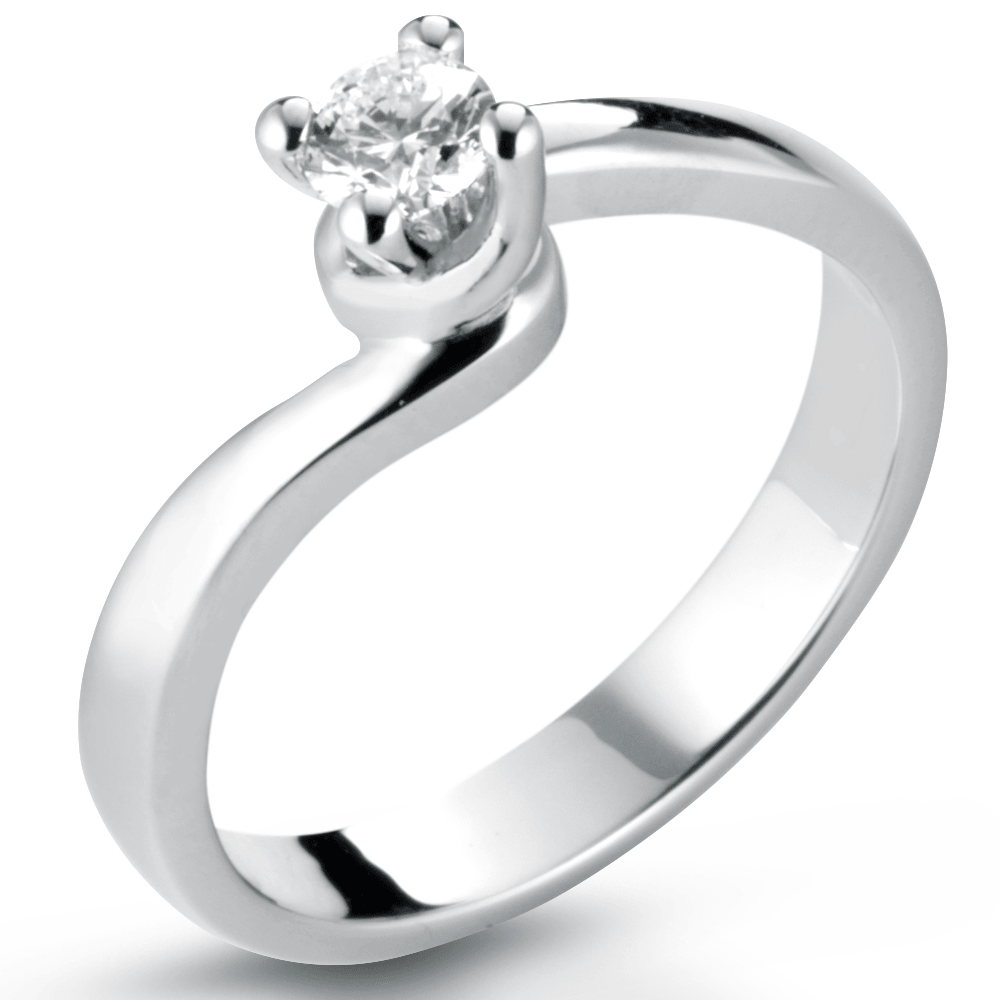 Anello Valentino Solitario Donna in Oro 18 Carati con Diamante.