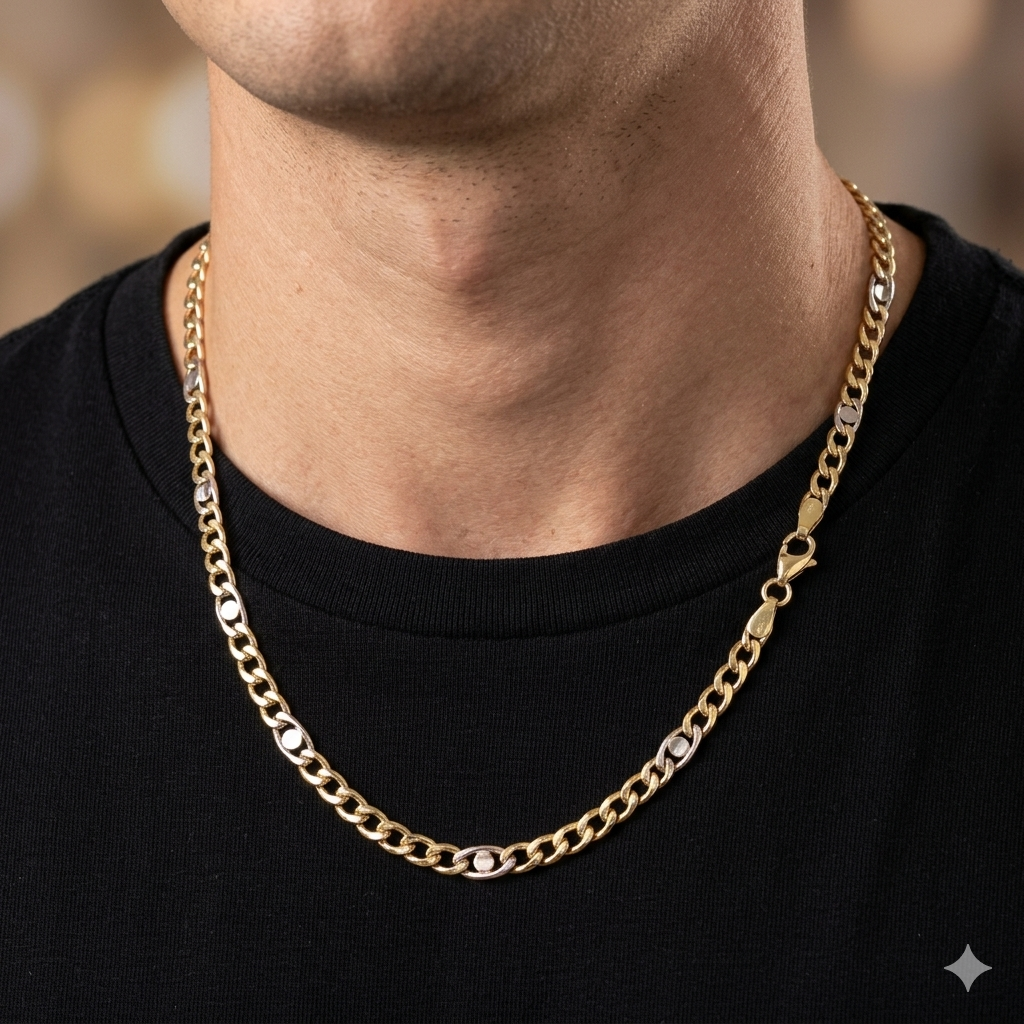 Collana Uomo Oro 18 Carati Modello Lingotto  8.50 Grammi, 50 centimetri.
