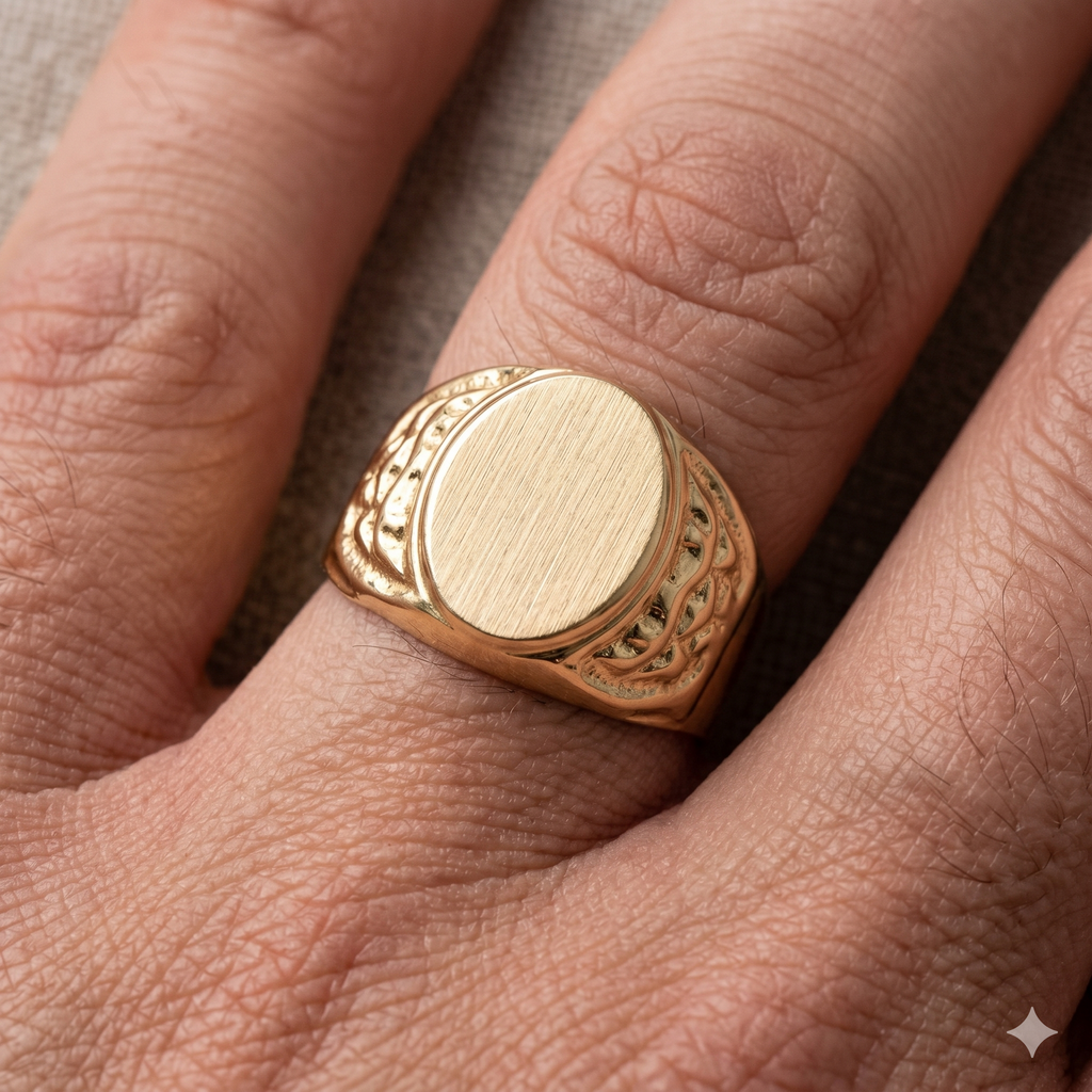 Anello Uomo Ovale in Oro Giallo 18 Carati di 5.80 Grammi.