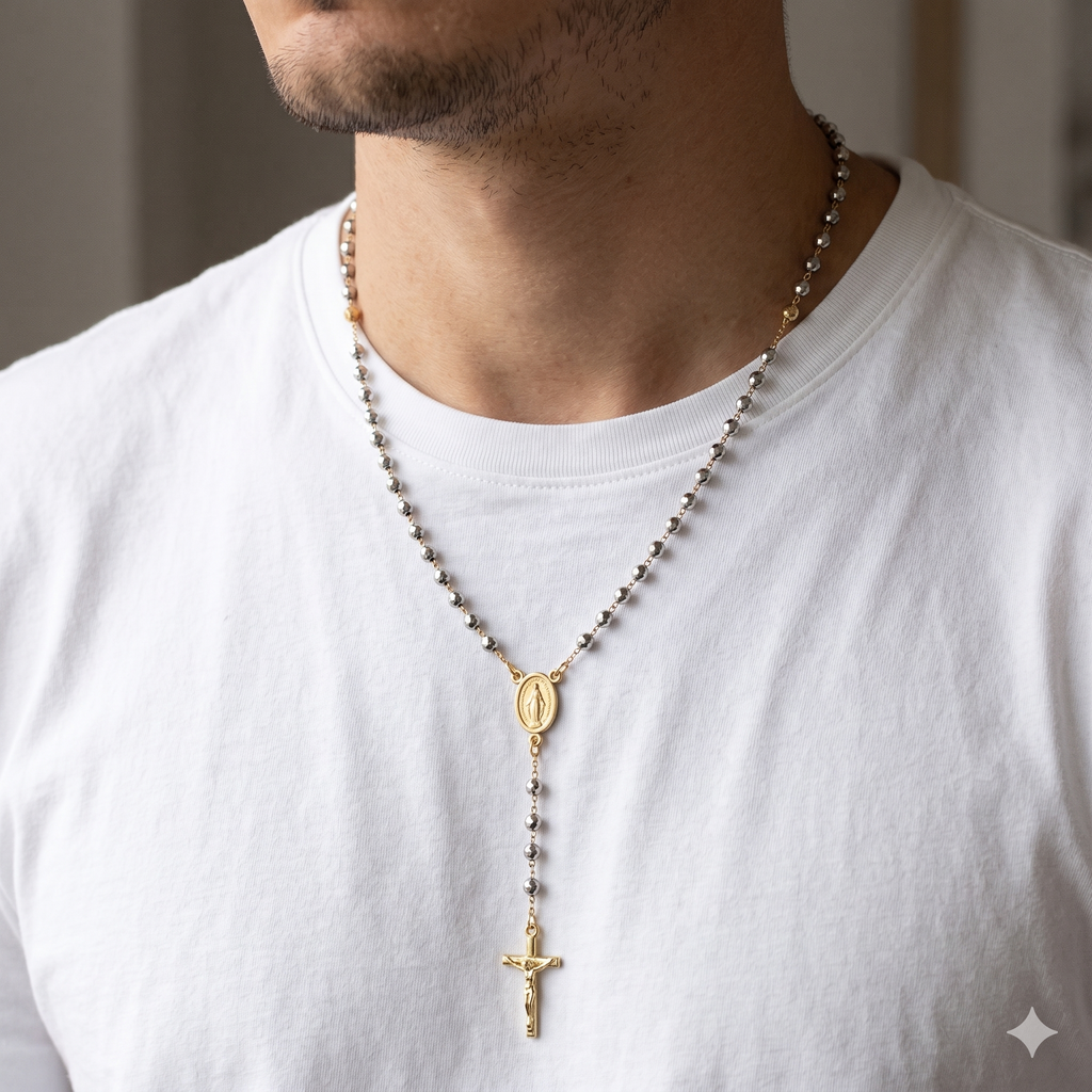 Collana Modello Rosario in Oro 18 Carati di 14.20 Grammi 60 centimetri.