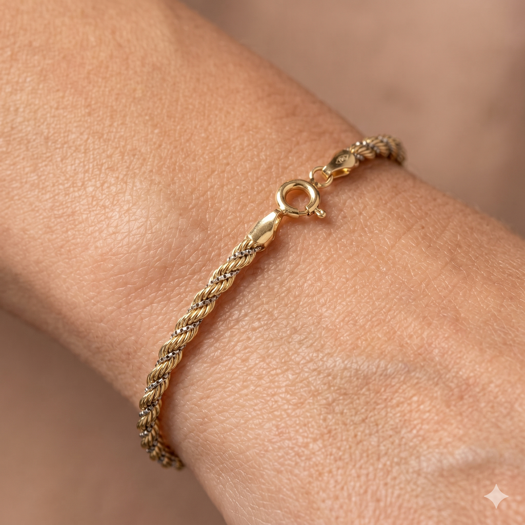 Bracciale Oro 18 Carati Modello Fune Laser Uomo/Unisex 3 grammi.