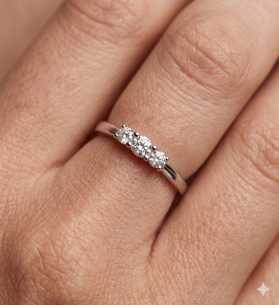 Anello Donna Modello Trilogy in Oro 18 Carati con Diamanti.