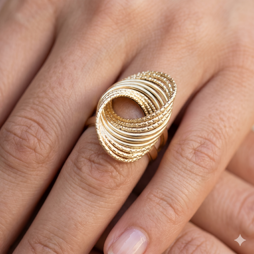 Anello Donna in oro 18 Carati modello a Spirale di 3.70 Grammi.