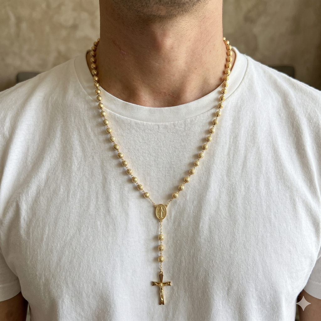 Collana Modello Rosario in Oro 18 Carati di 19.50 Grammi 60 centimetri.