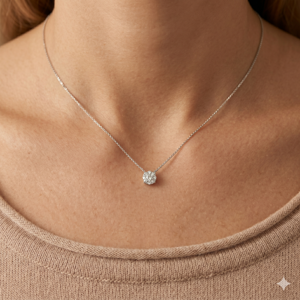 Collana modello Punto Luce in Oro 18 Carati con Diamante.
