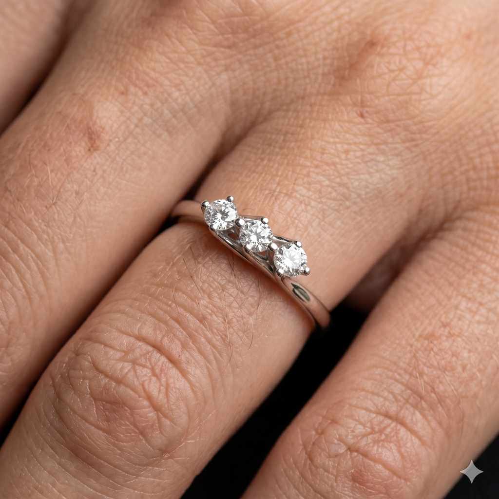 Anello Donna Modello Trilogy in Oro 18 Carati con Diamanti.