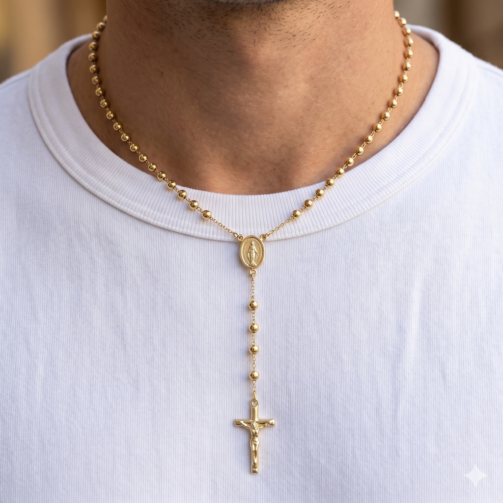 Collana Modello Rosario in Oro 18 Carati di 19 Grammi 60 centimetri.