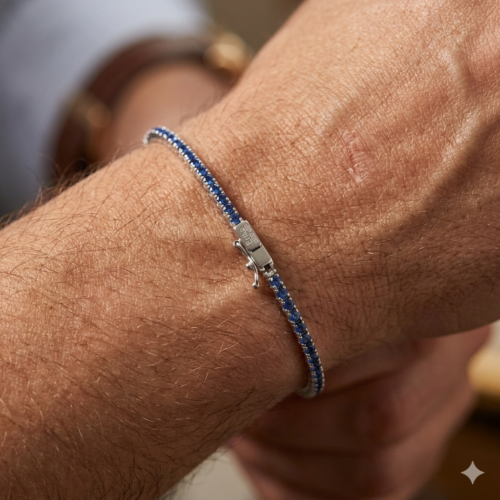 Bracciale Tennis con Zirconi in Oro Bianco 18 Carati di 6.6 Grammi.