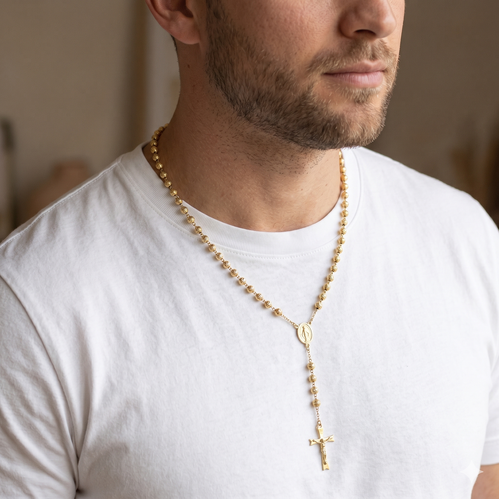 Collana Modello Rosario in Oro 18 Carati di 9.90 Grammi 60 centimetri.