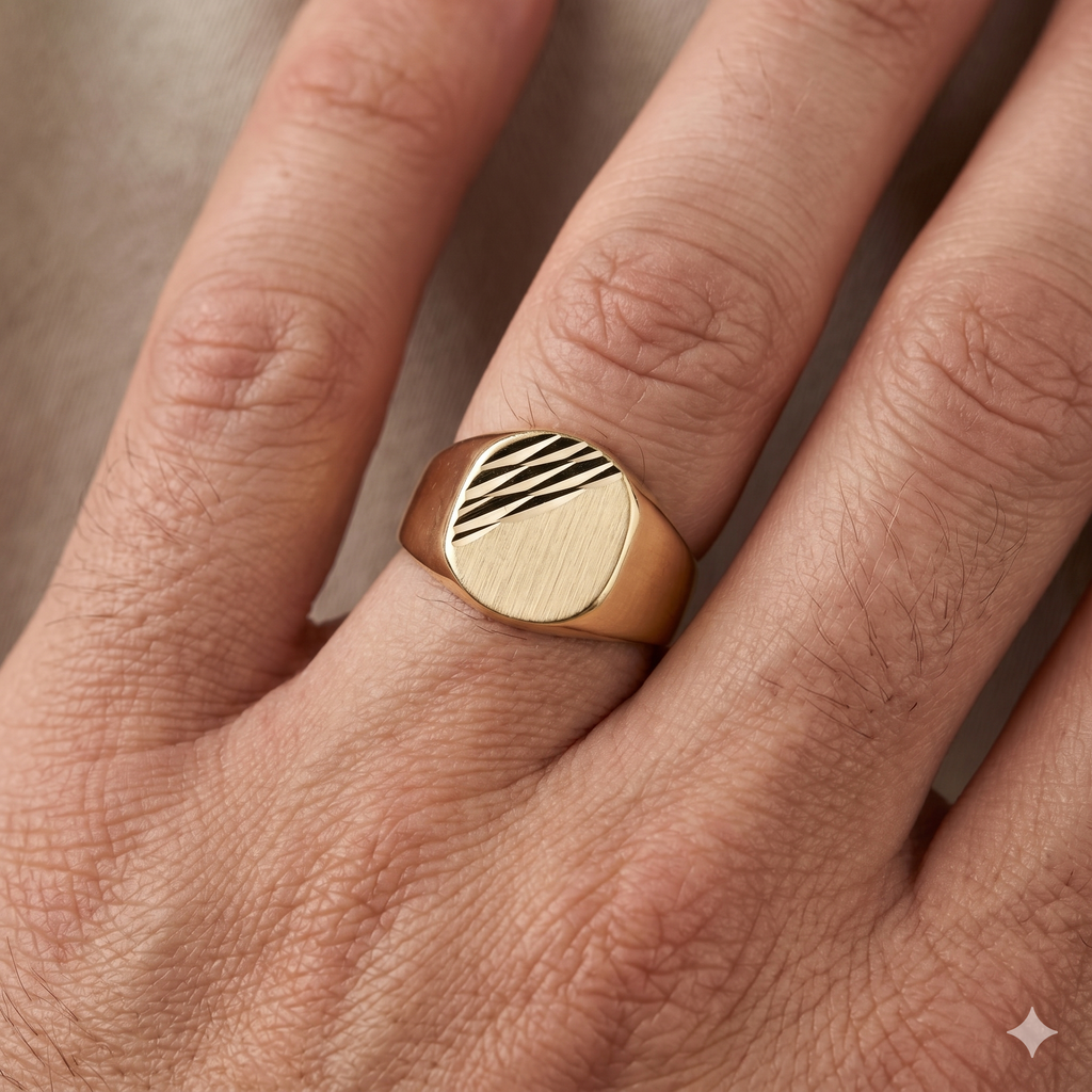 Anello Uomo Ovale in Oro Giallo 18 Carati di 3.50 Grammi.