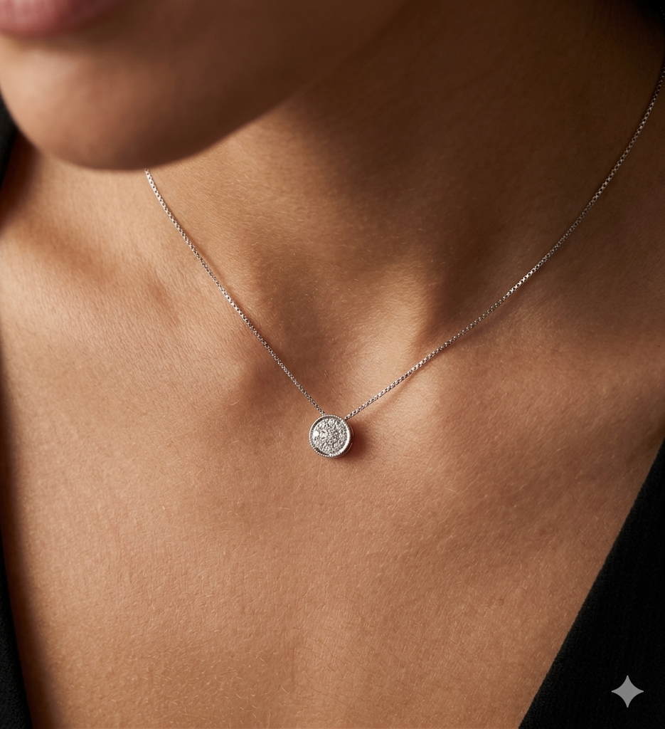 Collana Modello Tondo in Oro 18 Carati con Diamanti.