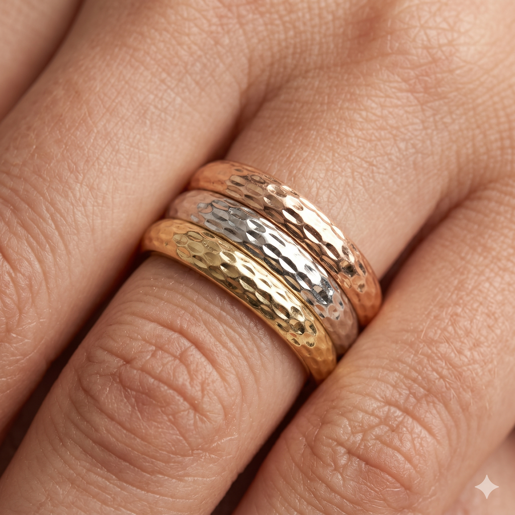 Anello Donna in oro 18 Carati modello 3Fasce di 7 Grammi.