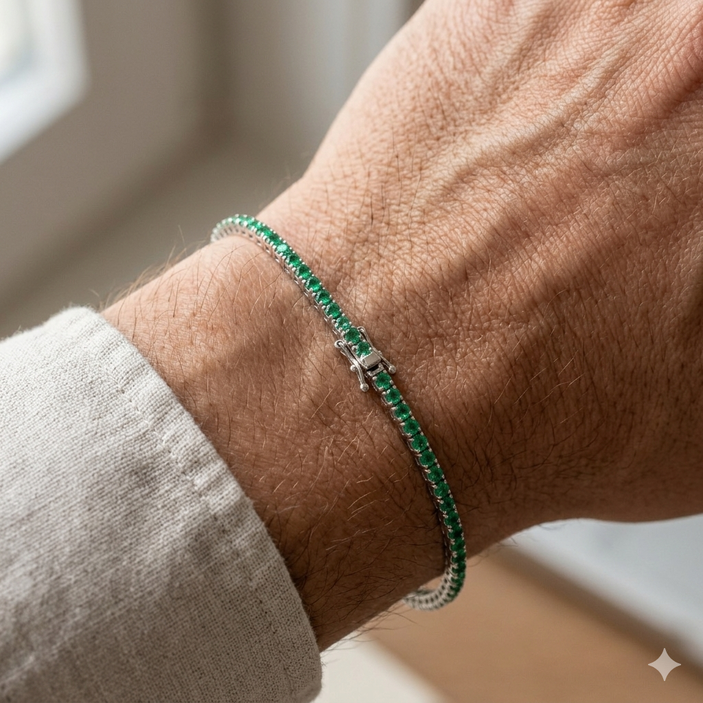 Bracciale Tennis con Zirconi in Oro Bianco 18 Carati di 5.6 Grammi.
