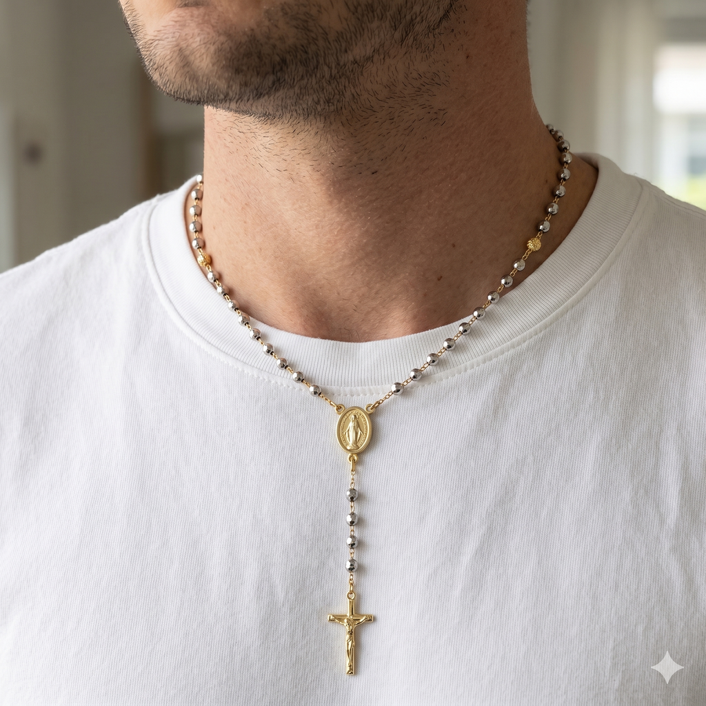 Collana Modello Rosario in Oro 18 Carati di 13.60 Grammi 45 centimetri.