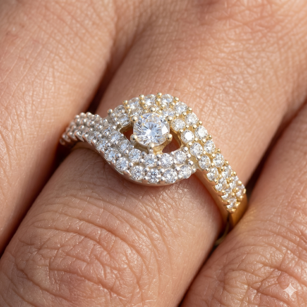 Anello Donna in oro 18 Carati modello Fascione di 2.50 Grammi con Zirconi.