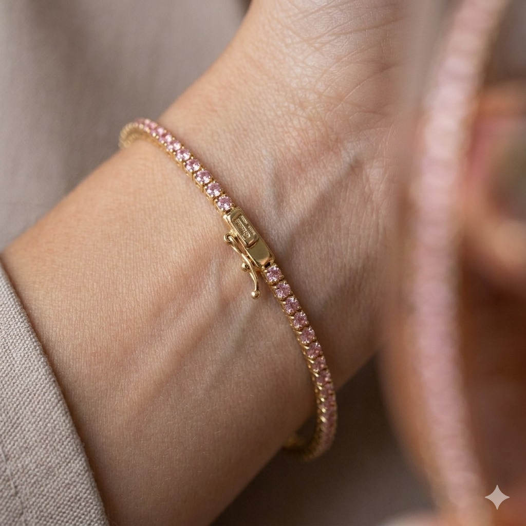 Bracciale Tennis con Zirconi in Oro Giallo 18 Carati di 5.6 Grammi.