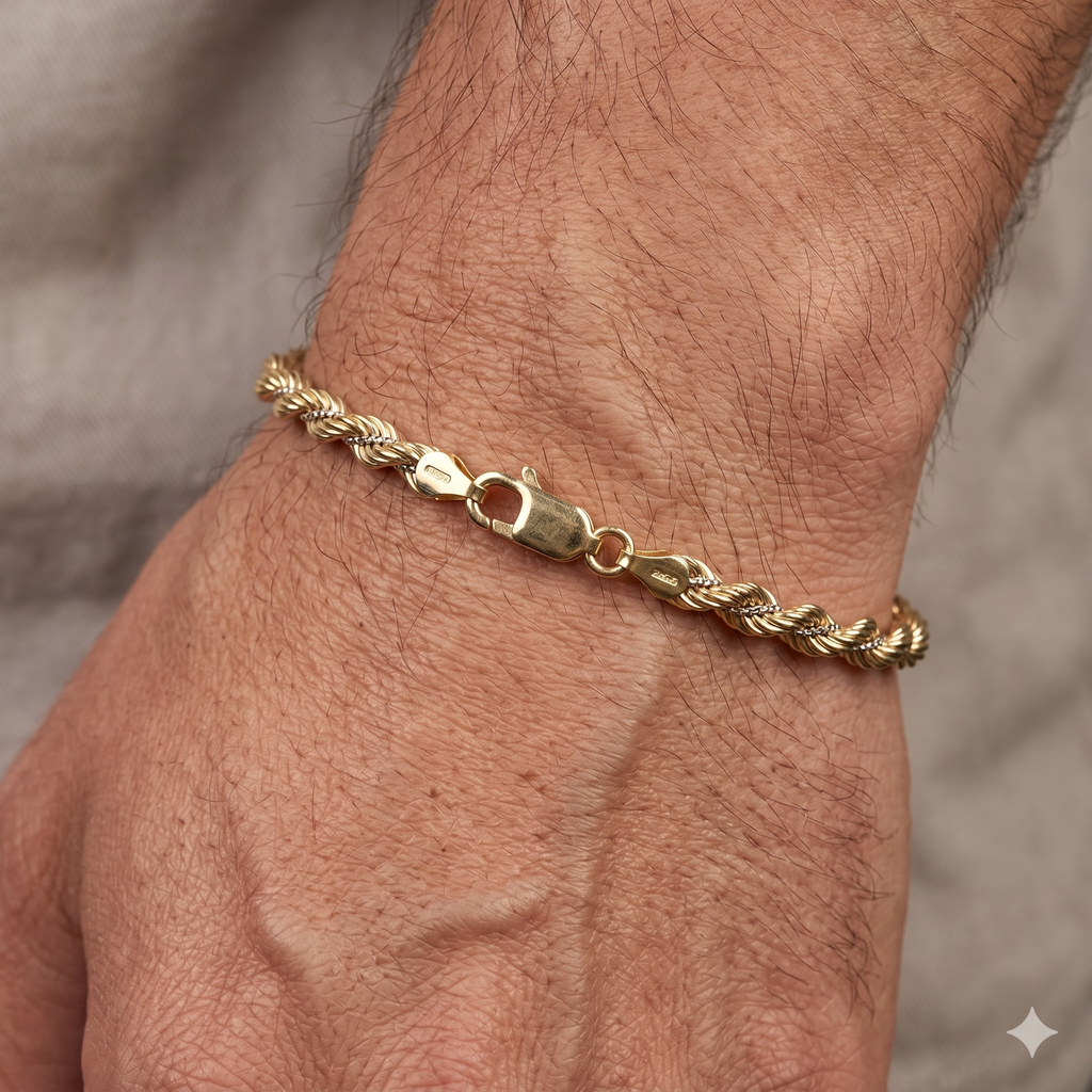 Bracciale Oro 18 Carati Modello Fune Laser Uomo/Unisex 6,50 grammi.