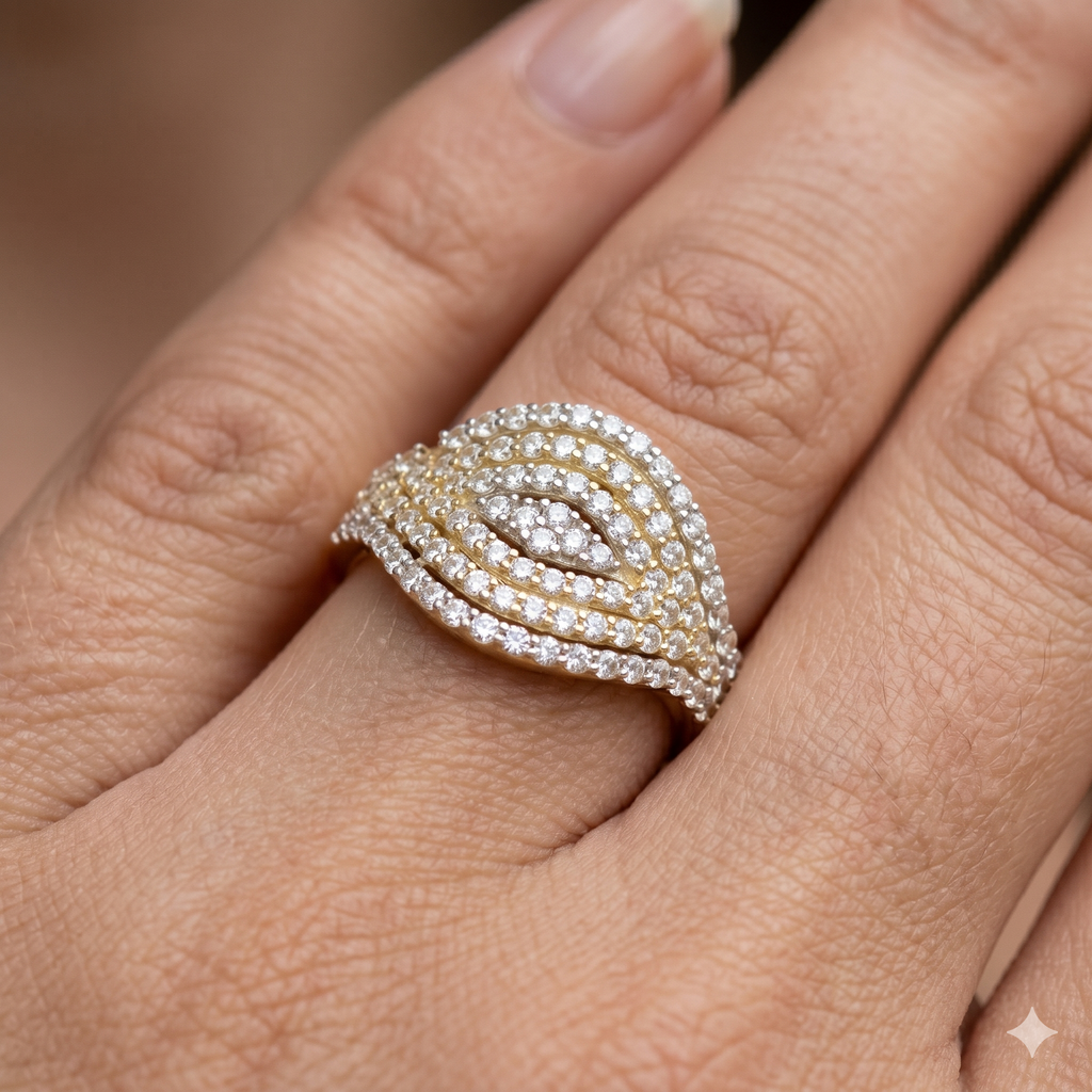 Anello Donna in oro 18 Carati modello Fascione di 3.50 Grammi con Zirconi.