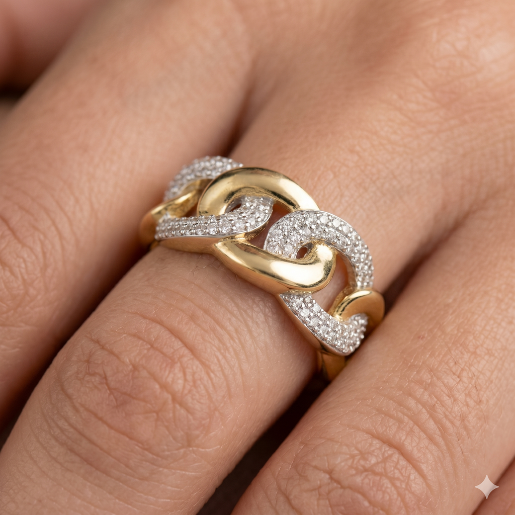 Anello Donna in oro 18 Carati modello grumetta di 4.70 Grammi con Zirconi.