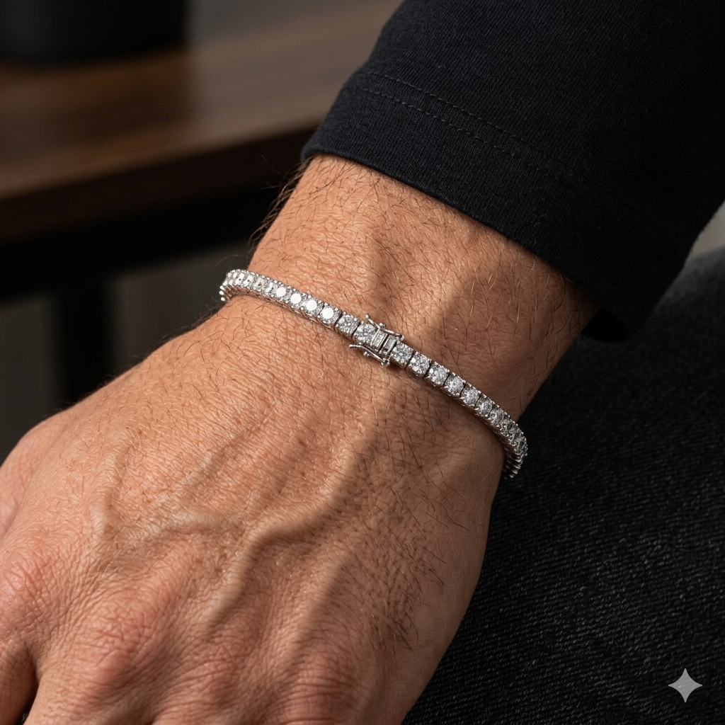 Bracciale Tennis con Zirconi in Oro Bianco 18 Carati di 9.2 Grammi.