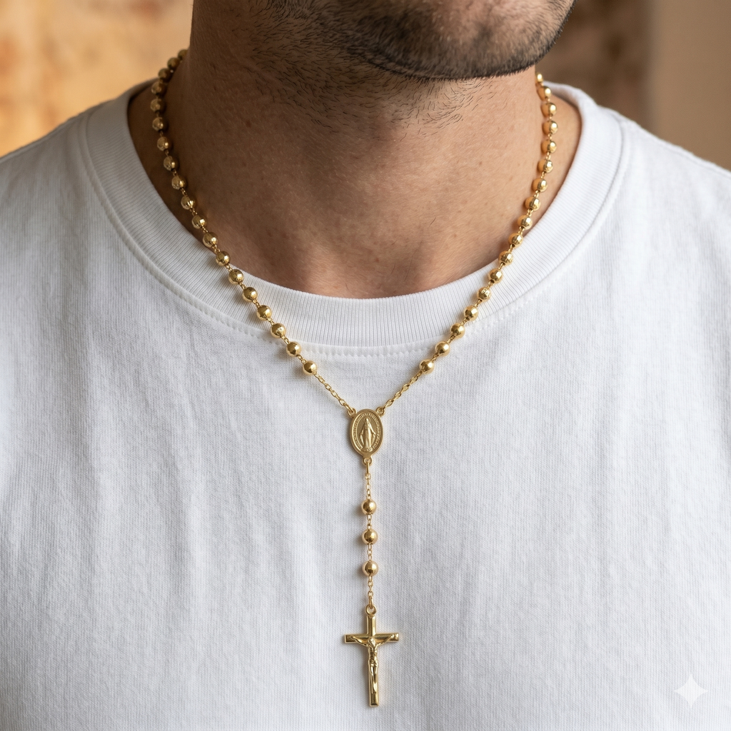 Collana Modello Rosario in Oro 18 Carati di 13.60 Grammi 45 centimetri.