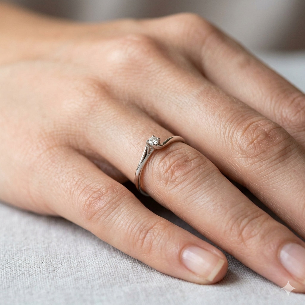 Anello Solitario Valentino Donna in Oro 18 Carati con Brillante.