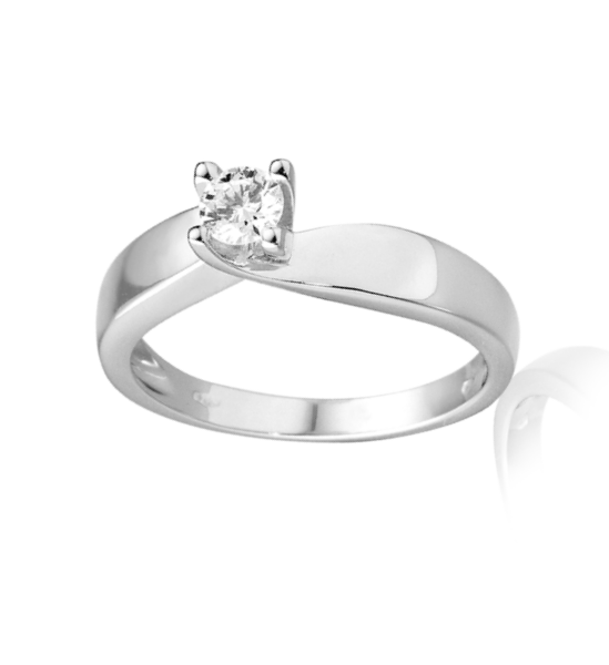 Anello Solitario Donna in Oro 18 Carati con Diamante.