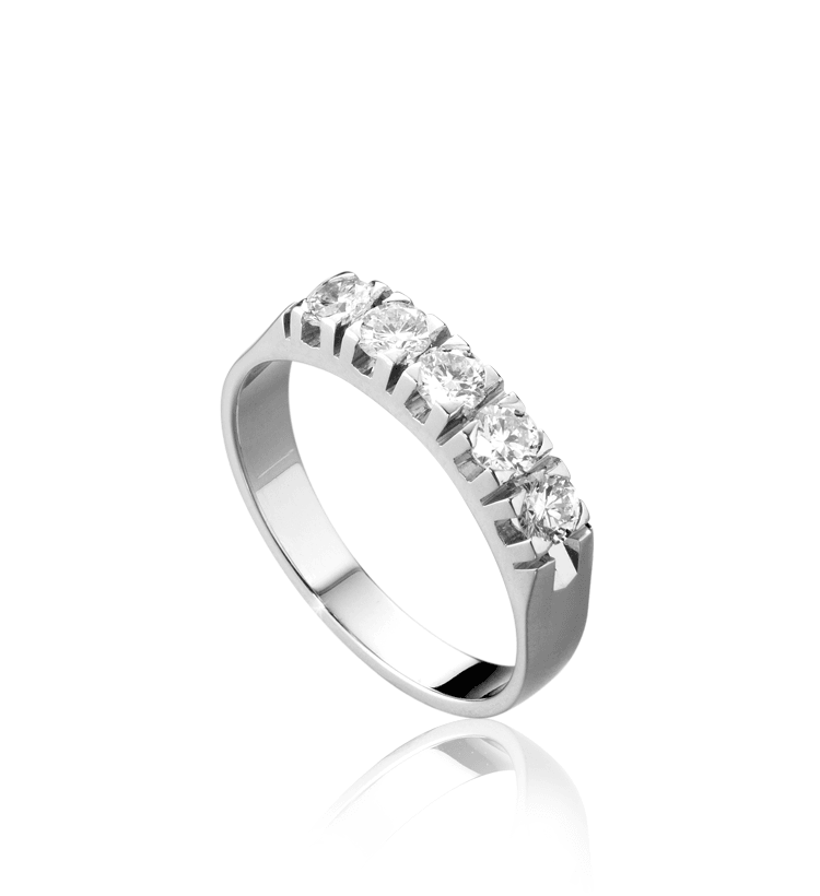 Anello Donna modello Veretta in Oro 18 Carati con Diamanti.