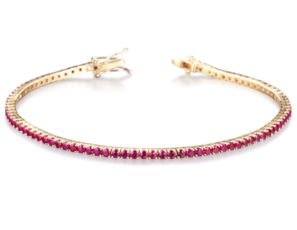 Bracciale modello Tennis in Oro rosè 18 Carati con Rubini.
