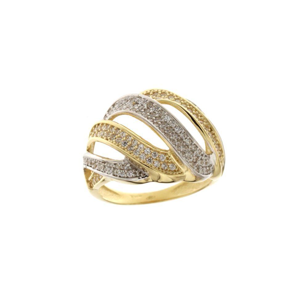 Anello Donna in oro 18 Carati modello Fascione di 6.50 Grammi con Zirconi.