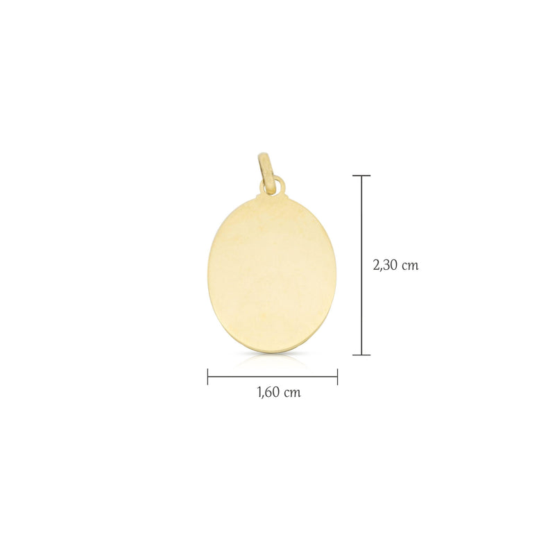 Medaglia Ovale in Oro Giallo 18 Carati di 1.7 Grammi.