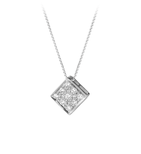 Collana Modello Rombo in Oro 18 Carati con Diamanti.