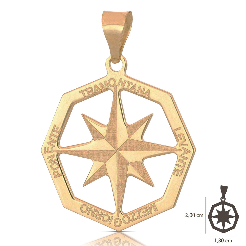 Pendente Rosa Dei Venti Uomo in oro 18 carati.