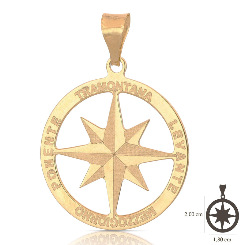 Pendente Rosa Dei Venti Uomo in oro 18 carati.