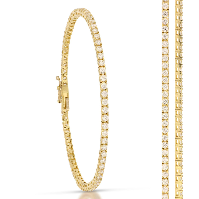 Bracciale Tennis con Zirconi in Oro Giallo 18 Carati di 7.5 Grammi.