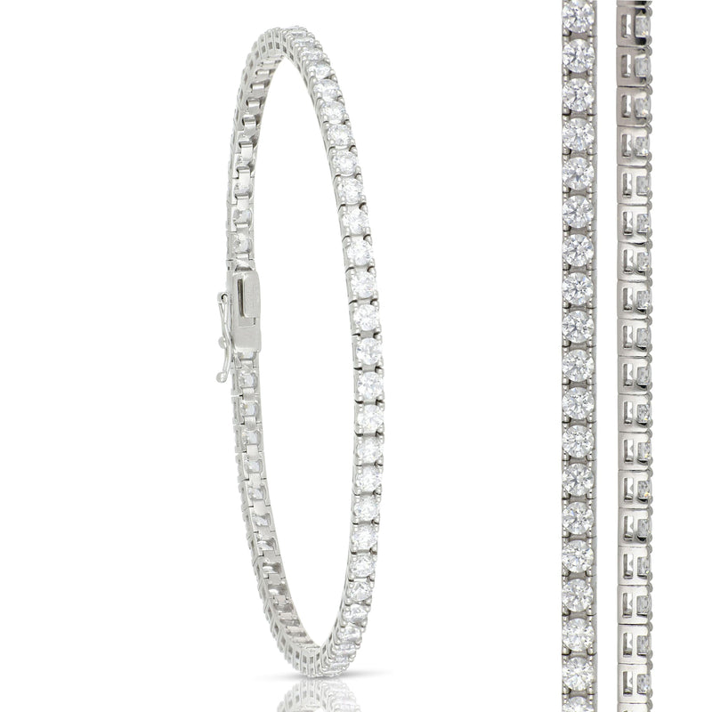Bracciale Tennis con Zirconi in Oro Bianco 18 Carati di 8.2 Grammi.