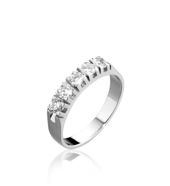 Anello Donna modello Veretta in Oro 18 Carati con Diamanti.